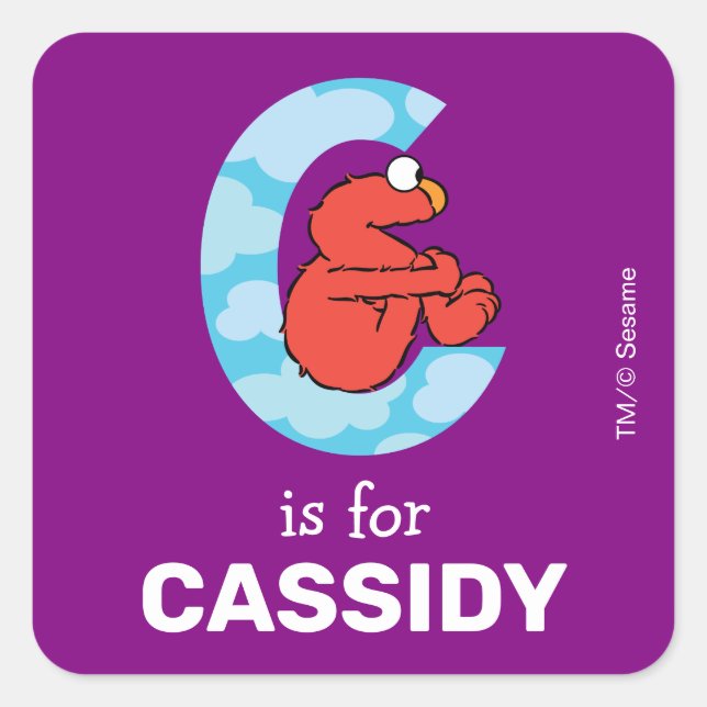 Elmo Alphabet | C Moln Fyrkantigt Klistermärke (Framsida)