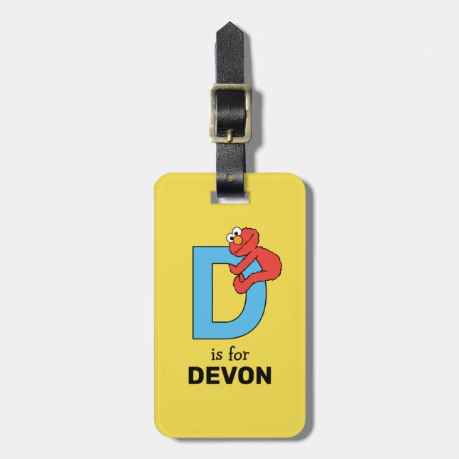 Elmo Alphabet | D Blue Bagagebricka (Vertikal Framsida)