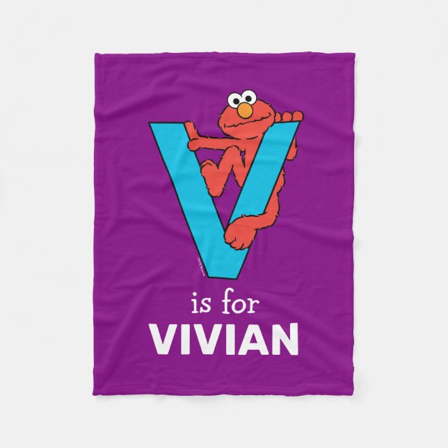 Elmo Alphabet | V Blå Fleecefilt (Framsidan)