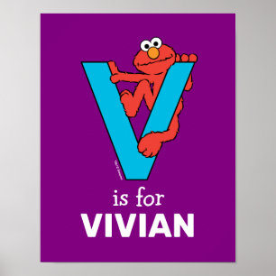 Elmo Alphabet   V Blå Poster