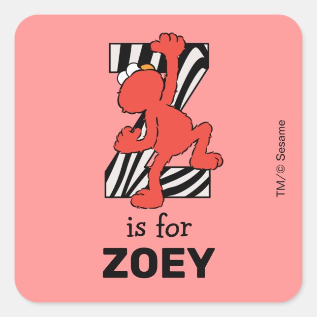 Elmo Alphabet | Z Zebra Fyrkantigt Klistermärke (Framsida)