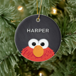 Elmo Ansikte Kritskrifta Anpassat Namn & Foto Julgransprydnad Keramik