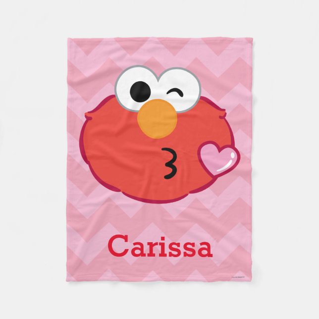 Elmo Ansikte Throwing a Kiss | Lägg till ditt namn Fleecefilt (Framsidan)