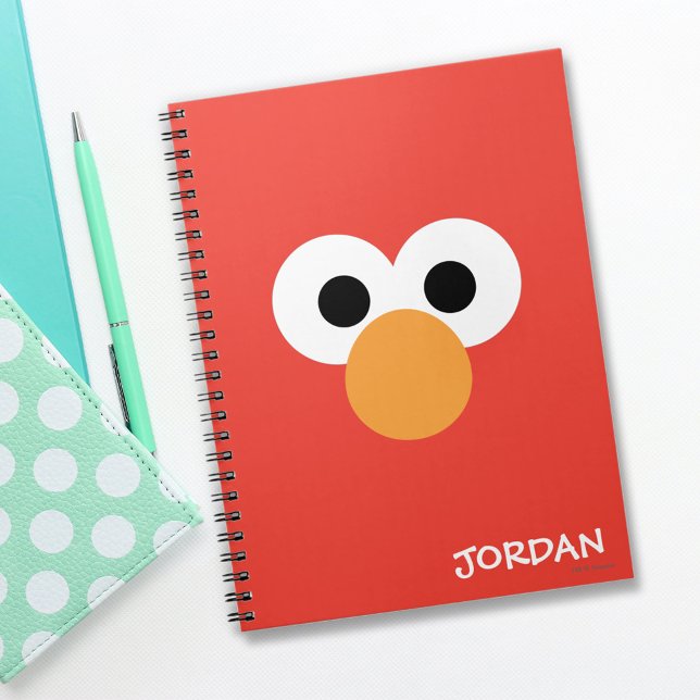 Elmo Big Ansikte | Lägg till ditt namn Anteckningsbok Med Spiral (Notebook on table)