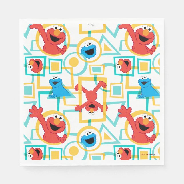 Elmo & Cookie Monster Roligt Shapes Mönster Pappersservett (Framsidan)