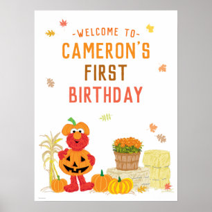 Elmo Fall Pumpkin First Birthday Välkomstskylt Poster