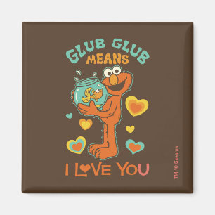 Elmo håller sin husdjur guldfisk magnet