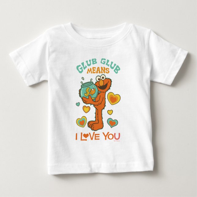 Elmo håller sin husdjur guldfisk t shirt (Framsida)
