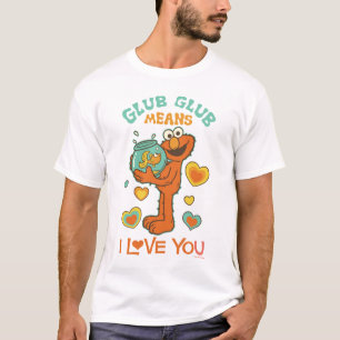Elmo håller sin husdjur guldfisk t shirt