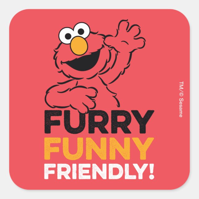 Elmo | Hårig funny Friendly Fyrkantigt Klistermärke (Framsida)