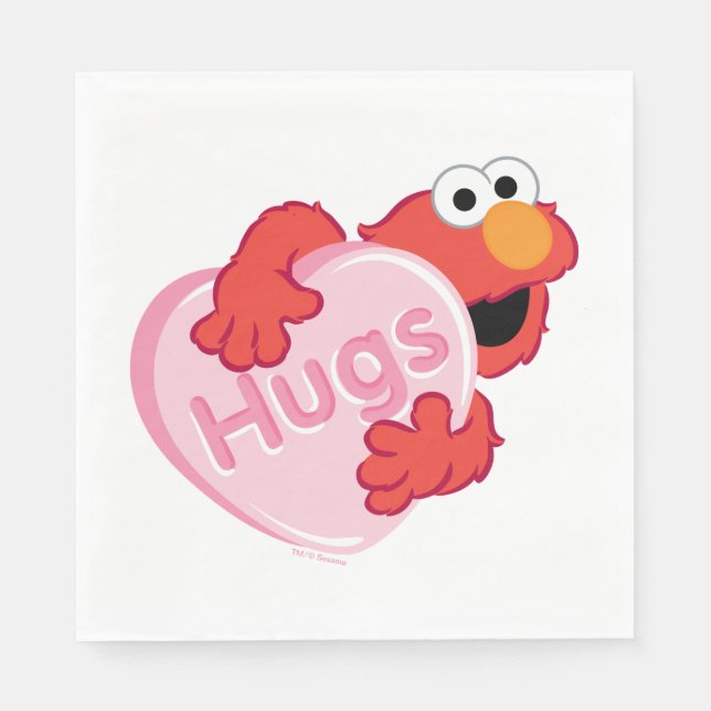 Elmo "Hugs" Valentine Heart Candy Pappersservett (Framsidan)