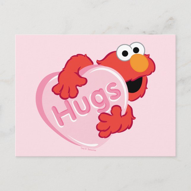 Elmo "Hugs" Valentine Heart Candy Vykort (Framsida)