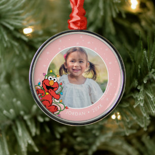 Elmo jul Ljus Personlig Namn och foto Julgransprydnad Metall