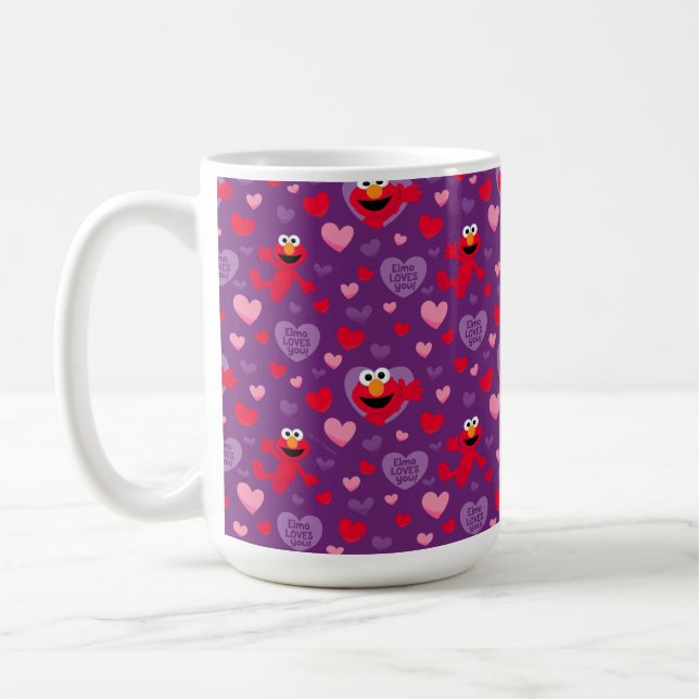 Elmo Kärlek You Valentine Day Mönster Kaffemugg (Vänster)