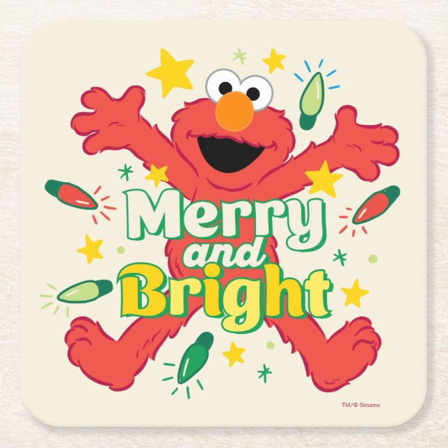 Elmo | Merry och Bright Underlägg Papper Kvadrat (Framsidan)