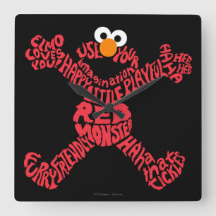 Elmo Mönster Fill Fyrkantig Klocka