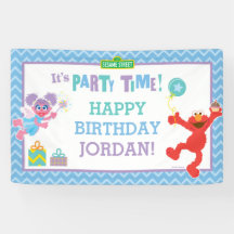 Elmo och Abby Birthday Banner