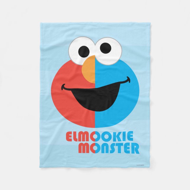 Elmo och Cookie Halva Ansikte Fleecefilt (Framsidan)