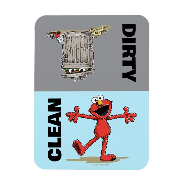 Elmo och Oscar "Ren eller smutsig" diskmaskin Magnet (Vertikal)
