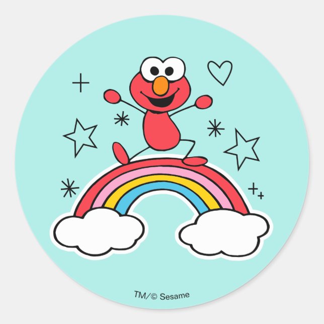 Elmo Rainbow Doodley Graphic Runt Klistermärke (Framsida)