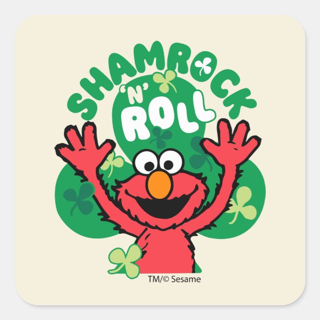 Elmo | Shamrock 'N' Roll Fyrkantigt Klistermärke (Framsida)