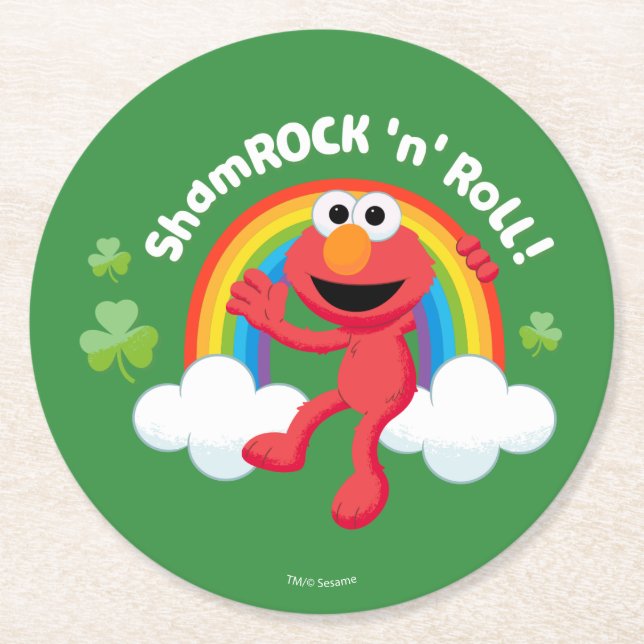 Elmo | Shamrock 'n' Roll Rainbow Underlägg Papper Rund (Framsidan)