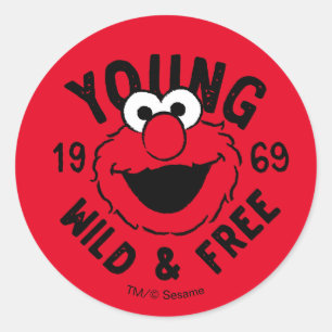 Elmo Skate Logo - Ung, vild och fri 1969 Runt Klistermärke