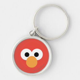 Elmo Stort Ansikte Rund Silverfärgad Nyckelring