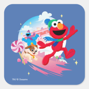 Elmo, Tango & Cookie Monster Bästa julen någonsi Fyrkantigt Klistermärke