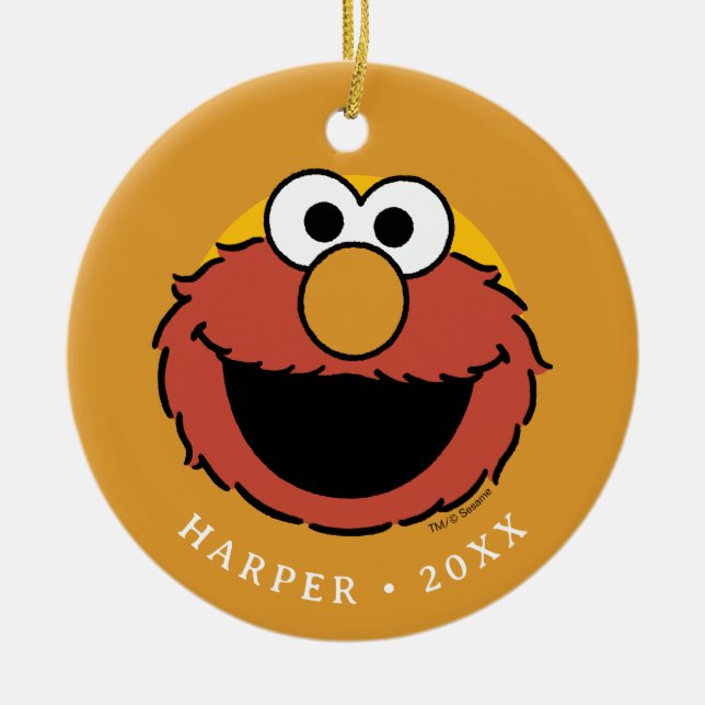 Elmos leende ansikte julgransprydnad keramik (Framsidan)