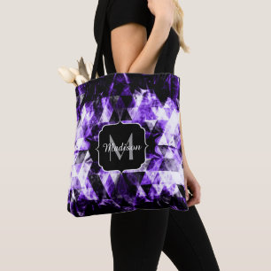 Elning av lila violet sparkly Monogram Tygkasse