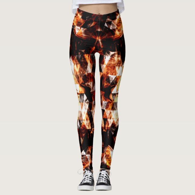 Elning av orange med gnisttriangelbrand leggings (Framsida)