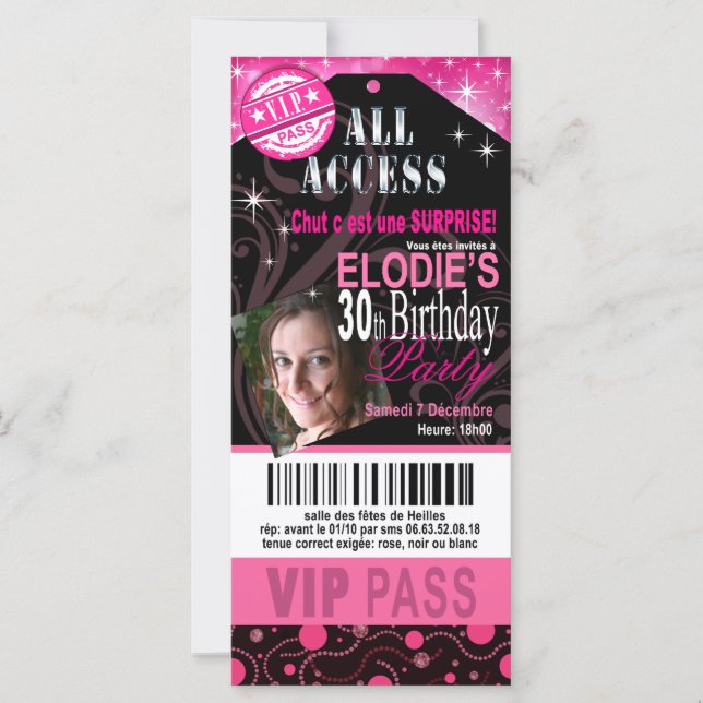 Elodie CORRECT Födelsedagsfest VIP BILJETT (Framsida)