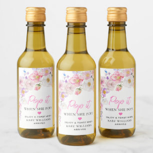 Eloise Blommigt Baby Shower Pop it Vinetikett