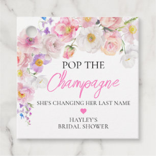 Eloise Floral Pop the Champagne Bröllopsdusch Gåvor Etiketter