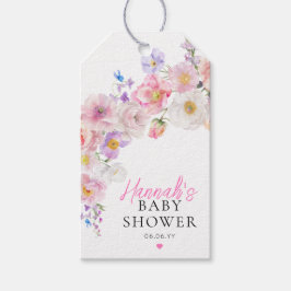 Eloise Rosa Blommig Bebis Shower Presentetikett