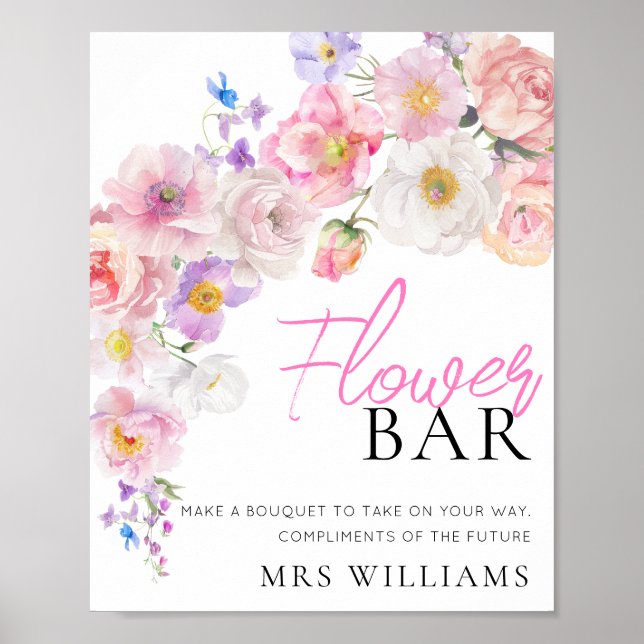 Eloise Rosa Blommigt Flower Pub Sign Poster (Framsidan)