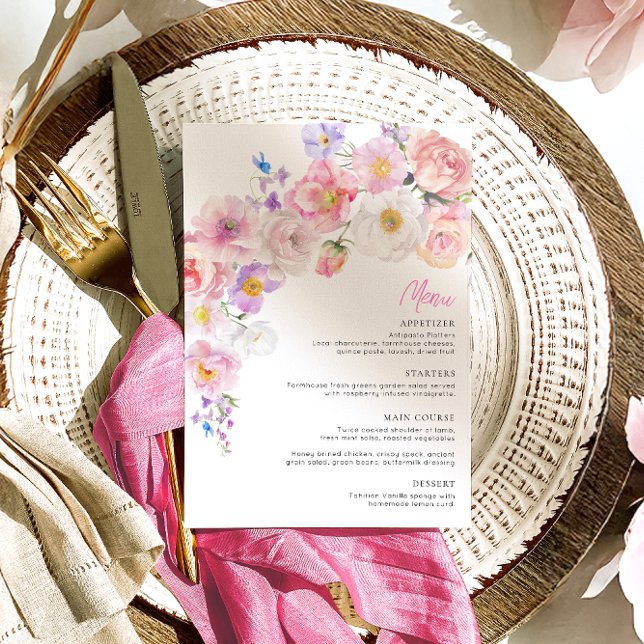 Eloise Rosa Blommigt Menu Meny (Skapare uppladdad)