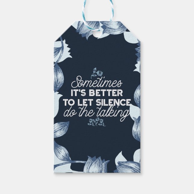 Elokvent tystnadskvotteckning för serendekoration presentetikett (Framsidan)
