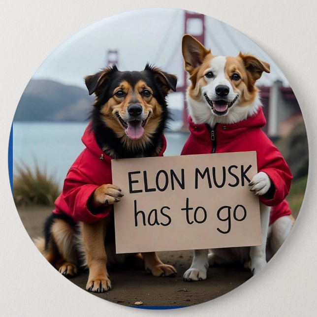 Elon Musk måste åka Hund Pin Knapp (Framsida)