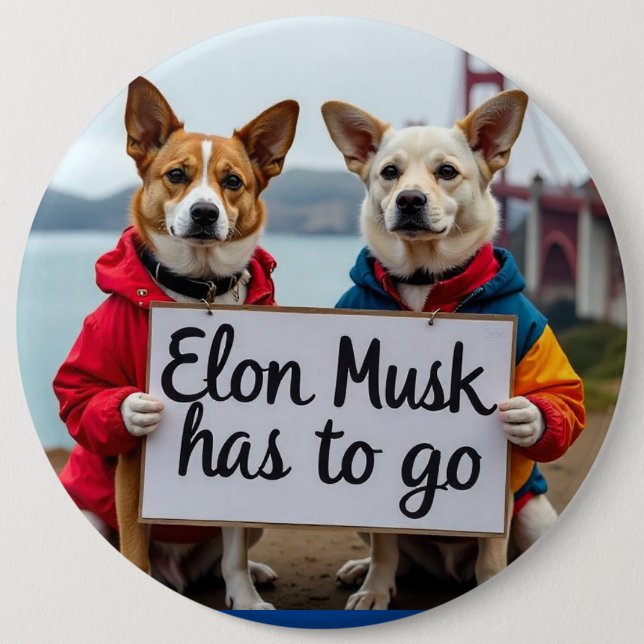 Elon Musk måste åka Hund Pin Knapp (Framsida)