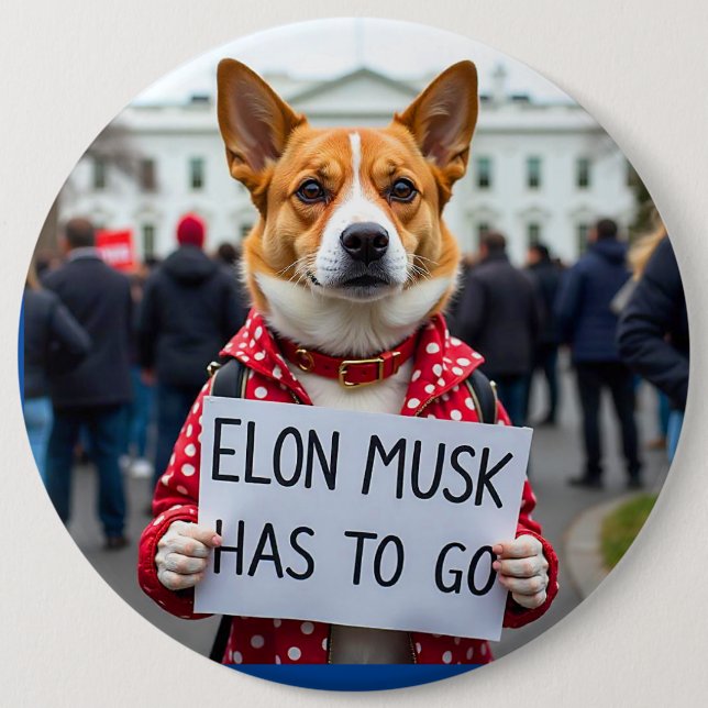 Elon Musk måste åka Hund Pin Knapp (Framsida)