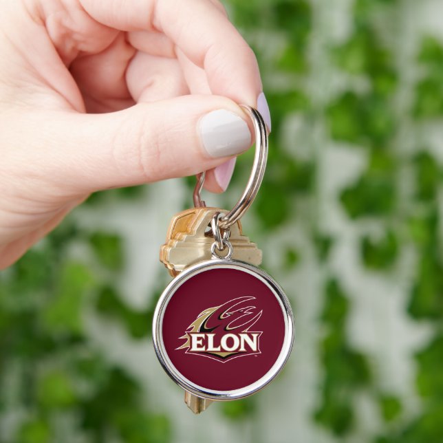 Elon Phoenix Logotyp Rund Silverfärgad Nyckelring (Hand)