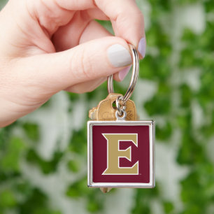 Elon Universiteten E Fyrkantig Silverfärgad Nyckelring