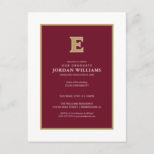 Elon University E | Examen Meddelande Vykort (Framsida)