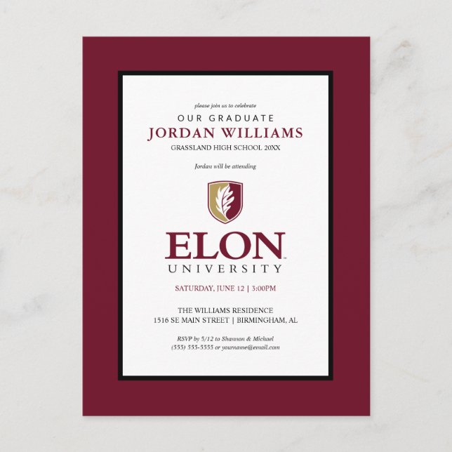 Elon University | Examen Meddelande Vykort (Framsida)