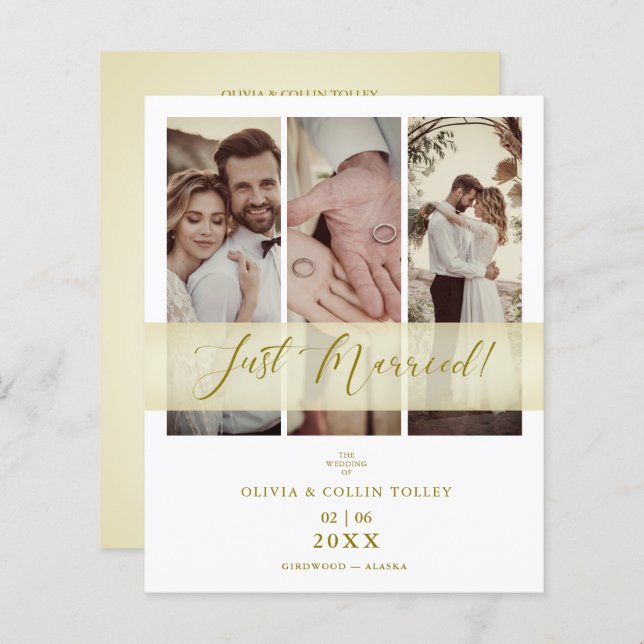 Elope Budget 3 Photos Ny gifta Hand Lettered (Fram/baksida)