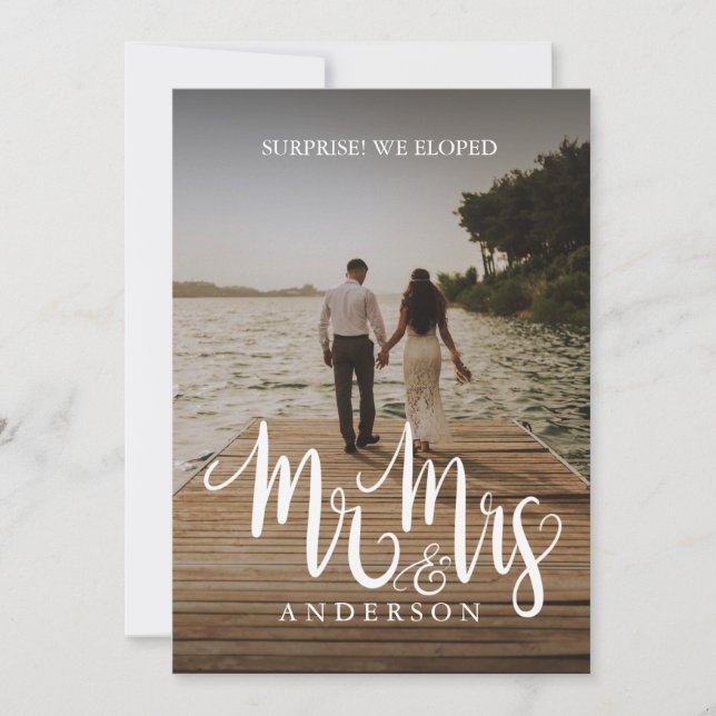 Elope fru [Efternamn] Giftermål-meddelande Inbjudningar (Framsida)