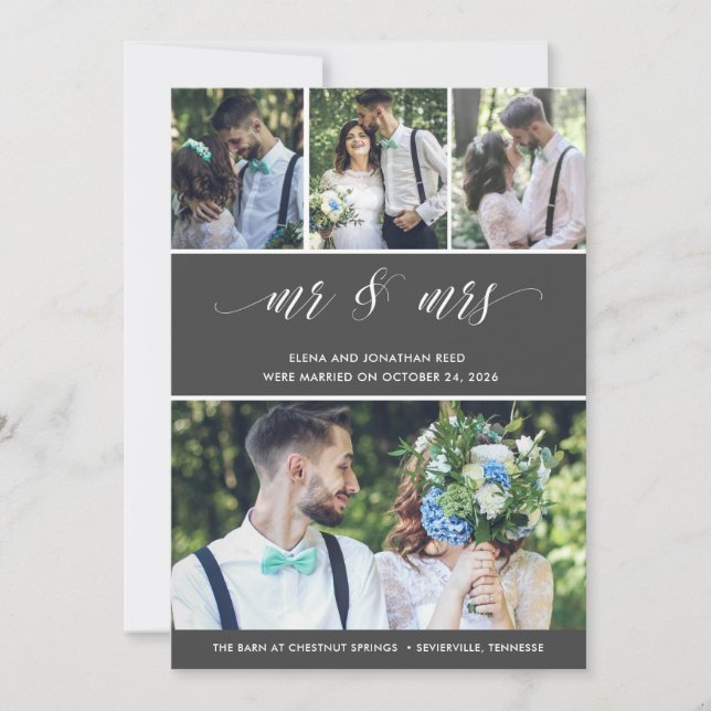 Elope Married Photo Bröllop-meddelande Inbjudningar (Framsida)