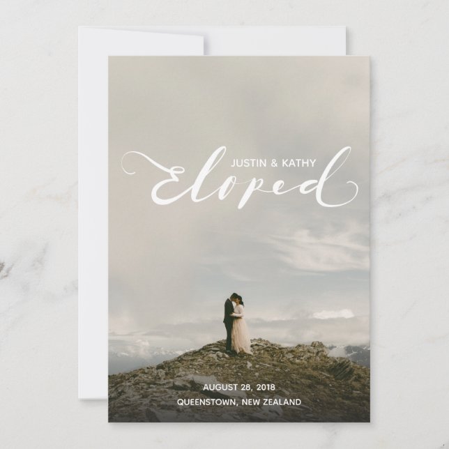 Elope Namn Giftermål-meddelande efter Party Inbjudningar (Framsida)